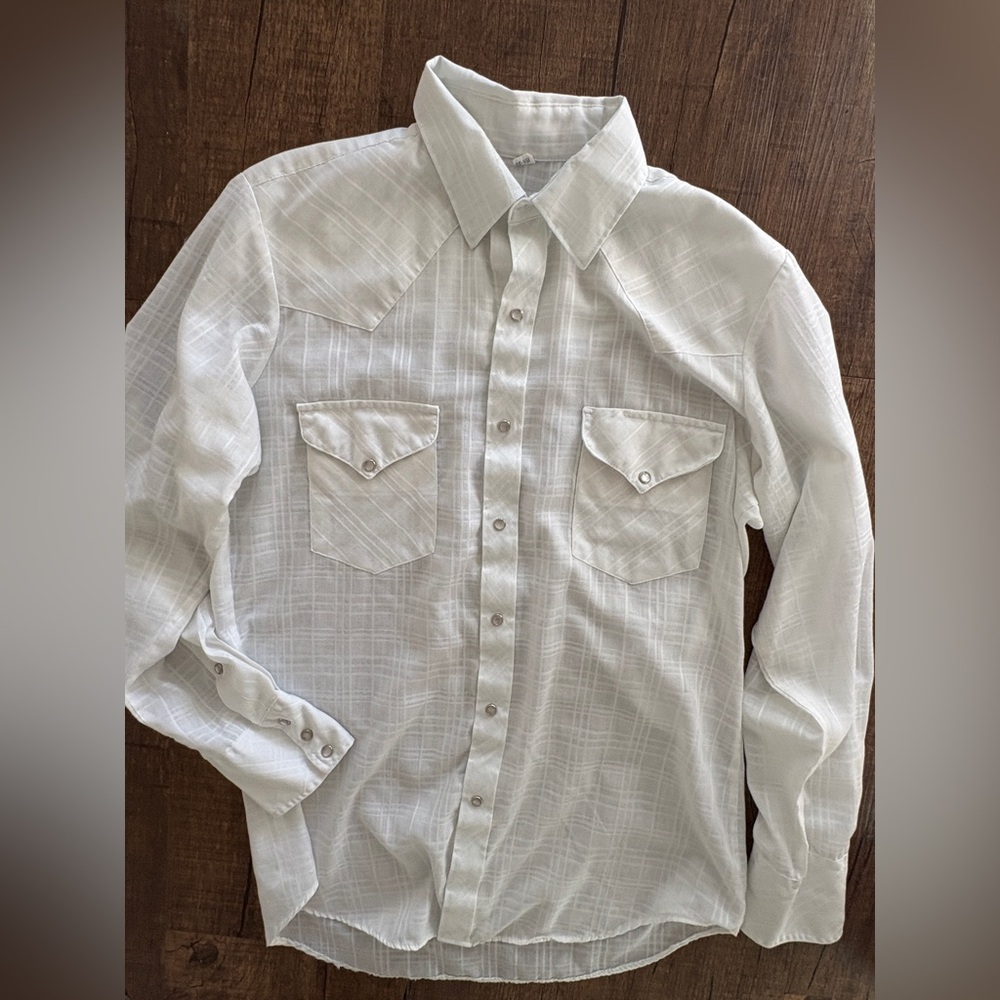 Miller Western Wear- Denver CO- Pearl button thin Men's White Plaid Shirt